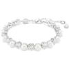 Swarovski Matrix Bracciale Tennis, Gioiello con Pavé di Zirconia e Crystal Pearl Bianchi Alternati, Taglio Round, Chiusura a Moschettone, Placcatura in Tonalità Rodio, 16,5-21 cm, 0,5 cm