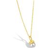 Rawrr FZ190008-S-G-WH, collana in argento Sterling 925 con perle di pietra bianca 5A, lunghezza 37-42 cm, adatta per qualsiasi luogo (oro), in plastica, FZ190008-S-G-WH, Plastica
