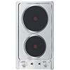 Respekta Domino Piano Cottura Elettrico In Acciaio Inox, Piastra Elettrica da Incasso A 2 Piastre Con Spina, Fornello Elettrico, 6 Livelli, Manopole, Pronto All'uso, 29 cm, km 9111EN