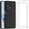 NEW'C Cover per Xiaomi Redmi Note 12 Pro 5G in custodia silicone ultra sottile nero e 2 × vetro temperato per Xiaomi Redmi Note 12 Pro 5G Cristal templado