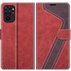 MOBESV Custodia per Xiaomi Redmi Note 10, Cover a Libro Magnetica Custodia in Pelle per Xiaomi Redmi Note 10 / Note 10S, Elegante Rosso