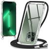 Oelrstfe Cover con Cordino per iPhone 13 Pro, Trasparente Silicone Custodia con Regolabile Collana Laccio Tracolla, Antigraffio Proteggere Case Corda per iPhone 13Pro, Nero