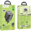 HOCO Caricabatteria da rete 2 x tipo C + cavo QC da tipo C a Lightning PD 45W GaN N42 nero