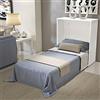 LE CHIC ARREDAMENTI Mobile Letto a Scomparsa Singolo Color bianco Apribile Pieghevole in Legno munito di Rotelle con Rete Brandina Completa di Doghe e Materasso Alta Densità Spessore 10 cm
