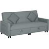 HOMCOM Divano Letto 3 Posti Reclinabile con Braccioli, Divano 3 Posti Angolare Trasformabile in Tessuto con Letto Matrimoniale Estraibile, 2 Cuscini per Soggiorno e Salotto, 196x90x89 cm, Grigio
