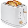 briebe Nordic Tostapane a Fessura Larga a 2 Fette, 6 Livelli di Tostatura, Pinze per Toast, Funzione Stop, Riscalda e Scongela, Vassoio Raccogli Briciole, Design Nordico, 870W, Bianco