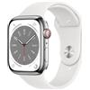 Apple Watch Series 8 (2022) GPS + Cellular 45 mm - Acciaio inossidabile Argento - Cinturino Sport Bianco, fair
