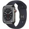 Apple Watch Series 8 (2022) GPS + Cellular 45 mm - Acciaio inossidabile Grafite - Cinturino Sport Nero, fair