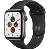 Apple Watch Series 5 (2019) GPS + Cellular 44 mm - Acciaio inossidabile Nero siderale - Cinturino Sport Nero, excellent