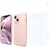 Evetane Cover iPhone 13 e 2 schermi di protezione - Silicone - Rosa, excellent