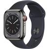 Apple Watch Series 8 (2022) GPS + Cellular 41 mm - Acciaio inossidabile Argento - Cinturino Sport Nero, good
