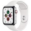 Apple Watch Series 5 (2019) GPS + Cellular 44 mm - Acciaio inossidabile Argento - Cinturino Sport Bianco, good