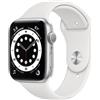 Apple Watch Series 6 (2020) GPS + Cellular 44 mm - Acciaio inossidabile Argento - Cinturino Sport Bianco, good