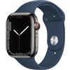 Apple Watch Series 7 (2021) GPS + Cellular 41 mm - Acciaio inossidabile Grafite - Cinturino Sport Blu, excellent