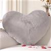 Yhoelata San Valentino Cuscino Cuore, Grigio Chiaro Cuscino a Forma di Cuore, Peluche Cuore Cuscini Decorativi, Piccolo Cuscini per Divano, Cuscini Bambini Cuscino Letto, 25 * 35cm