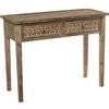 DRW Tavolo da Ingresso con 2 cassetti in Legno Intagliato: MDF e Abete in Naturale 101,5 x 40,5 x 79,5 cm