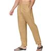 Yutdeng Pantaloni Casual da Uomo in Lino e Cotone Elastici in Vita Pantaloni Estivi Leggeri Pantalone a Gamba Dritta Pantaloni Larghi con Bottone Cerniera Tre Tasche per Spiaggia Yoga Lavoro
