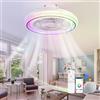 Luyaim Alexa RGB Lampadario Con Pale Ventilatore E Altoparlante Musicale Bluetooth Bambini Lampada A Led Con Ventilatore Da Soffitto Con Luce E Telecomando 6 Velocità Per Cameretta Soggiorno Festa