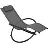 WOLTU Sedia Sdraio a Dondolo Relax Poltrona Swing Traspirante da Balcone Campeggio Lettino con Braccioli e Poggiatesta Grigio