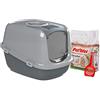 PeeWee XXL Toilette per Gatti EcoDome lettiera Chiuso per Gatti dal Sistema autopulente con Pala e 3 kg. Pellet di Legno, Colore:Grigio