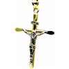 PEGASO GIOIELLI Ciondolo Oro Giallo e Bianco 18kt (750) Pendente Croce Smussata Gesù Cristo Crocifisso Uomo