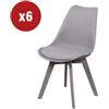 Sedia da pranzo kelly grigio con gambe in legno in tinta 6 pezzi