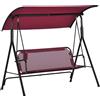 Outsunny Dondolo da Giardino 3 Posti in Acciaio con Tetto Parasole in Poliestere, 172x110x153 cm, Rosso e Nero