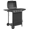 Outsunny Barbecue a Gas con 4 Bruciatori Indipendenti e Coperchio con Termometro, 108x54x97 cm, Nero