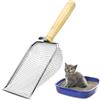 BINYI Paletta per Lettiera Gatto Metallo Cat Litter Scooper con Manico in Legno Cucchiaio per Sabbia Pala per Gatti Distanza dei Fori 5 mm Paletta Antiaderente per Sabbietta Accessori per Gatti