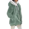 VDDTAGAM Cappotti invernali da donna in pile peloso con cappuccio blocchi di colore patchwork cardigan cappotto capispalla con tasche, 07-menta Verde, 4XL