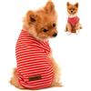 PAIDEFUL Abbigliamento per Cani di Piccola Taglia Ragazzo Ragazza Estate Maglietta a Righe con Cucciolo Gilet Traspirante Cotone Tee Senza Maniche Chihuahua Yorkshire Rosso XL