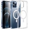Phoona Magnetica Cover per iPhone 12 Pro Max,[Compatibile con MagSafe], con 2 Pellicole Vetro Temperato,Duro Indietro Custodia,Airbag anti caduta Case,Trasparente