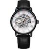 RORIOS Orologio Uomo Orologio Meccanico Automatico Luminoso Pointer con Cinturino in Pelle Scheletro Orologio da Polso