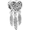 Pandora Charm Cuore Acchiappasogni in filigrana e piume 799107C00 argento donna