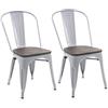 Mendler Set 2X sedie bistrot Seduta in Legno Design Industriale HWC-A73 Metallo Verniciato Grigio