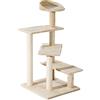 PawHut Trespolo per Gatti Multilivello con Tiragraffi in Sisal, Albero per Gatti con Piattaforme e Cuccia in Peluche Beige, 50x50x100cm