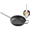Home Family Padella con Manico, Rivestimento Antiaderente, 34 cm, Acciaio Inossidabile, Argento