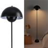 Alpinaluz Lampada da Terra in Metallo con Paralume Bombato - Design Retro Nordico - Luce Indiretta Verso il Basso - E27 - Interruttore a Pedale - Per Salotto e Interni (Nero)