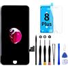 GOLDWANGWANG Display per iPhone 8 Plus Schermo, 5,5 Pollici LCD Sostituzione Touch Screen Vetro Schermo Kit Completo Parti di Ricambio con Strumenti di Riparazione (Nero)
