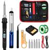 COVVY Kit saldatore, LCD 80W Temperatura regolabile 180-450℃ | 5 punte di saldatura, pompa dissaldante, tagliafili, supporto e pinzette, custodia per attrezzi