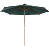 Outsunny Ombrellone da Giardino Φ300 x 250Acm con Apertura a Corda, 8 Stecche e Palo in Legno, Verde Scuro|Aosom