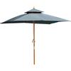 Outsunny Ombrellone da Giardino 3x3m, 8 Stecche in Bamboo, Copertura Parasole a 2 Livelli, Resistente, Grigio|Aosom