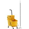HOMCOM Secchio Lavapavimenti Professionale 36L con Mocio, Strizzatore, Ruote e Manico, 55x37x65 cm, Giallo
