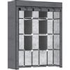 HOMCOM Guardaroba in Tessuto non Tessuto e Acciaio con 8 Ripiani e 2 Barre, 125x43x162.5 cm, Grigio Carbone