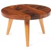 H&H Alzata Tonda in Legno di Acacia 25x15,5 cm, con 3 Piedini, Centrotavola Elegante per Dolci, Buffet, Aperitivi e Presentazioni