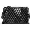 Armani Exchange Margaret, Internal Zipped Poco, Chain Handle, Borsa a Tracolla Donna, Nero-Nero, Einheitsgröße