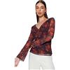 Trendyol Camicetta da Donna a Maniche Lunghe con Fiori Blouse, Marrone, XS
