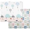 KiddyMoon Tappetino Da Gioco Per Bambini Tappeto Gattonamento In Schiuma Reversibile Pieghevole Tappeto Neonato Impermeabile Con Motivi Educativi Per Interni Ed Esterni 180X200x1cm, Grigio-Palloncini
