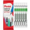 Pentel Energel - Ricarica per penna LR7 BL77/BL57/BL37, punta in metallo, 0,7 mm, confezione da 6 (Verde)