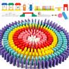 Wondertoys 600 pezzi in legno, gioco a tessere del domino, set mattoncini, giocattoli educativi regalo per i più piccoli